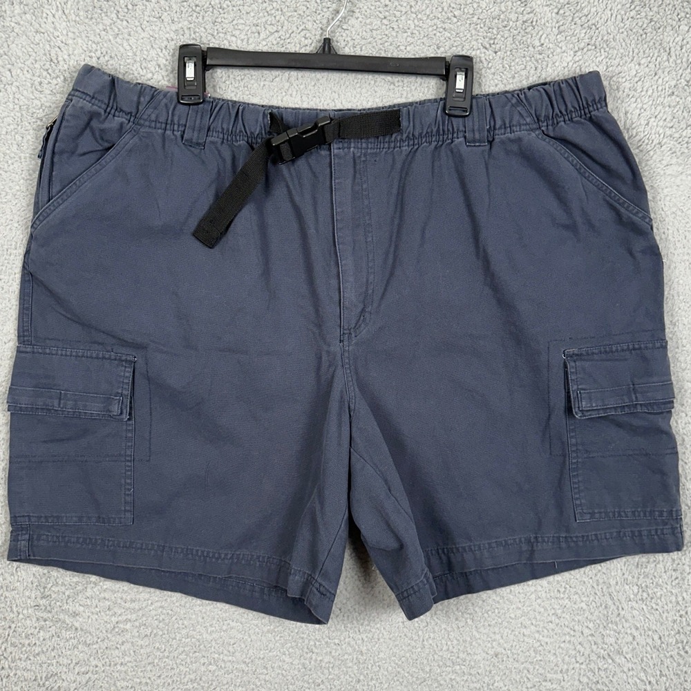 NEW Cherokee Mens 2XL Shorts Cargo Blue Gray Elastic Waist Belted Fast Shipping